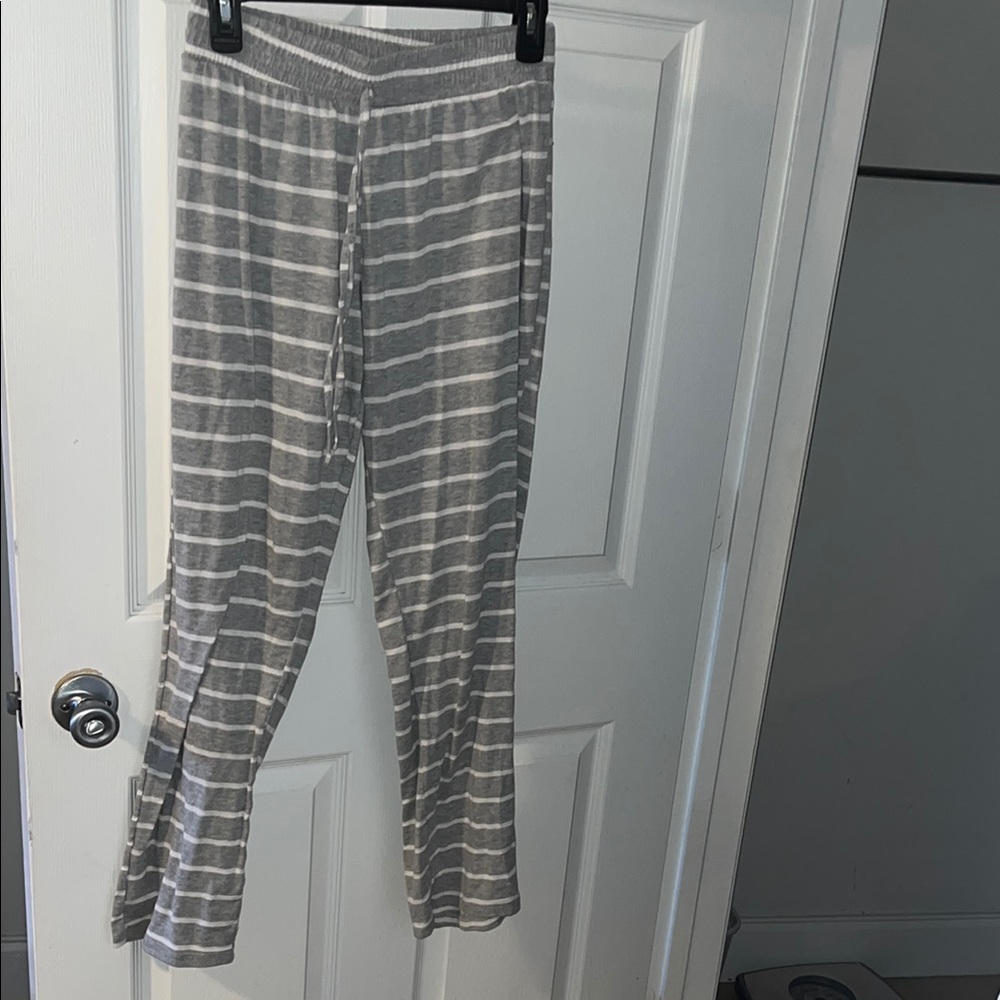 Gray and White Striped Pants